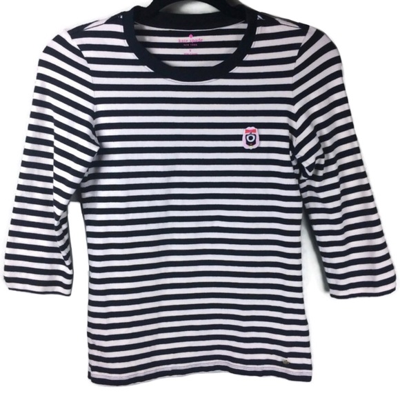 Kate Spade x Darcel 3/4 Sleeve Striped Crewneck Top Size Small - Picture 2 of 8